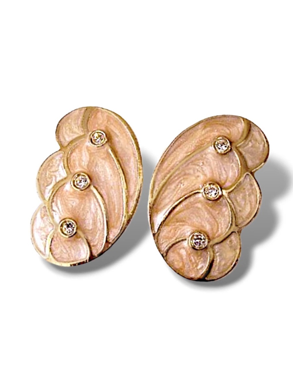 Vtg KJL Kenneth Jay Lane Avon Papillon Butterfly Enamel Rhinestone Stud Earrings